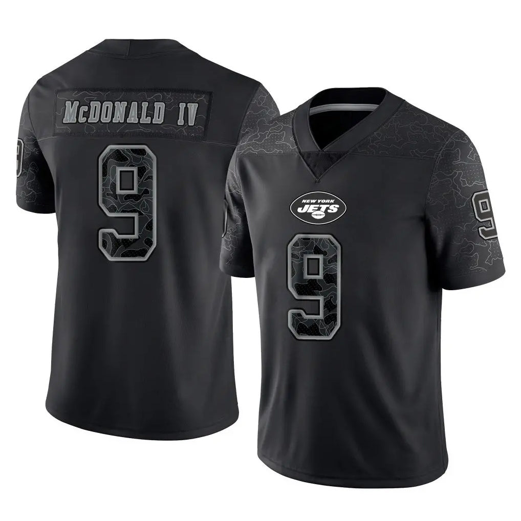 Tuec NY.Jets #9 Will McDonald IV Player Stealth Black Limited Reflective Home Game Stitched Jerseys