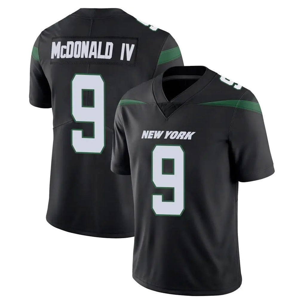 Tuec NY.Jets #9 Will McDonald IV Player Stealth Black Limited Vapor Home Game Stitched Jerseys