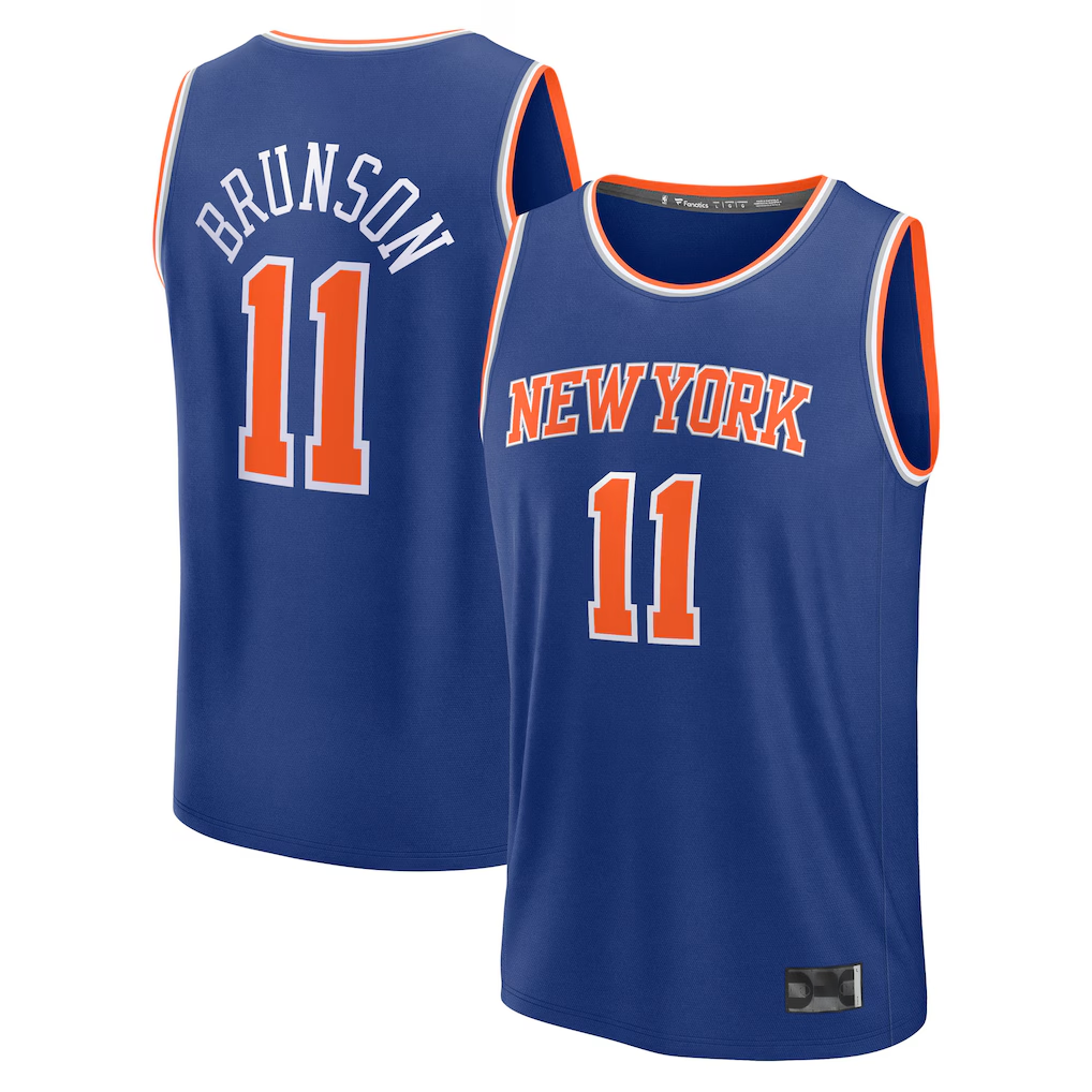 tuec NY.Knicks #11 Jalen Brunson  Blue Fast Break Replica Player Jerseys - Icon Edition