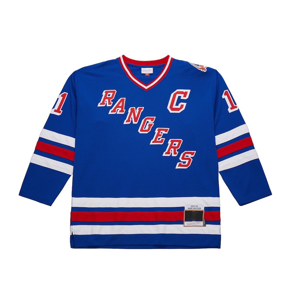 Tuec NY.Rangers Mark Messier Mitchell & Ness Blue Big & Tall 1993-94 Blue Line 2.0 Jerseys