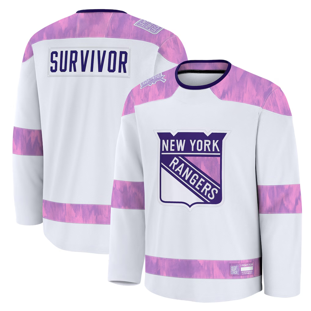 Tuec NY.Rangers White Hockey Fights Cancer Survivor Practice Jerseys
