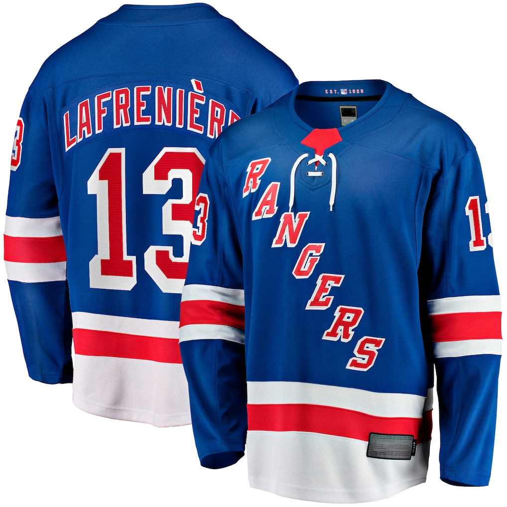 Tuec NY.Rangers #13 Alexis Lafreniere Blue Home Breakaway Jerseys