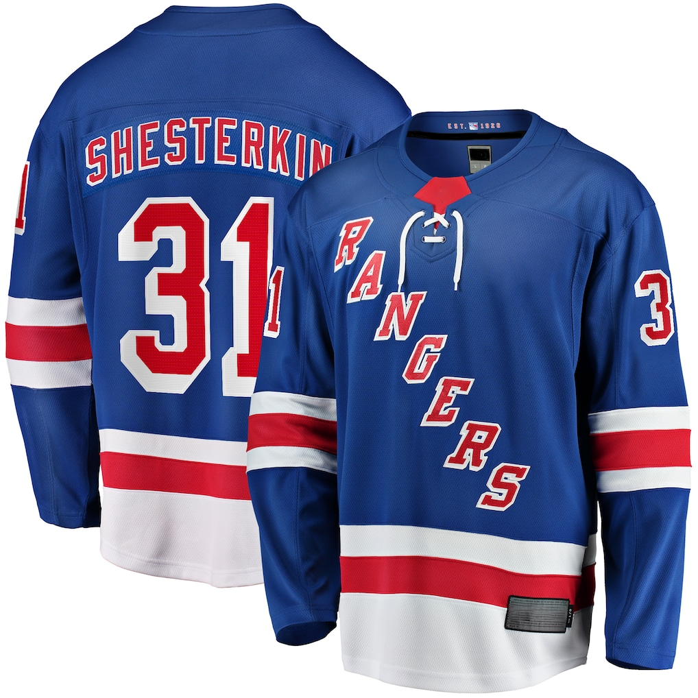 Tuec NY.Rangers #31 Igor Shesterkin Blue Home Breakaway Player Jerseys