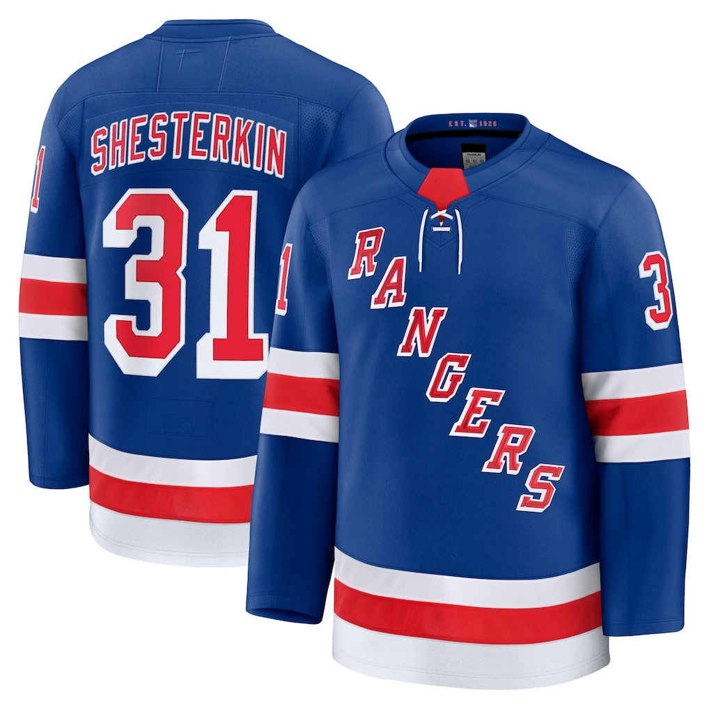Tuec NY.Rangers #31 Igor Shesterkin Blue Home Premium Jerseys