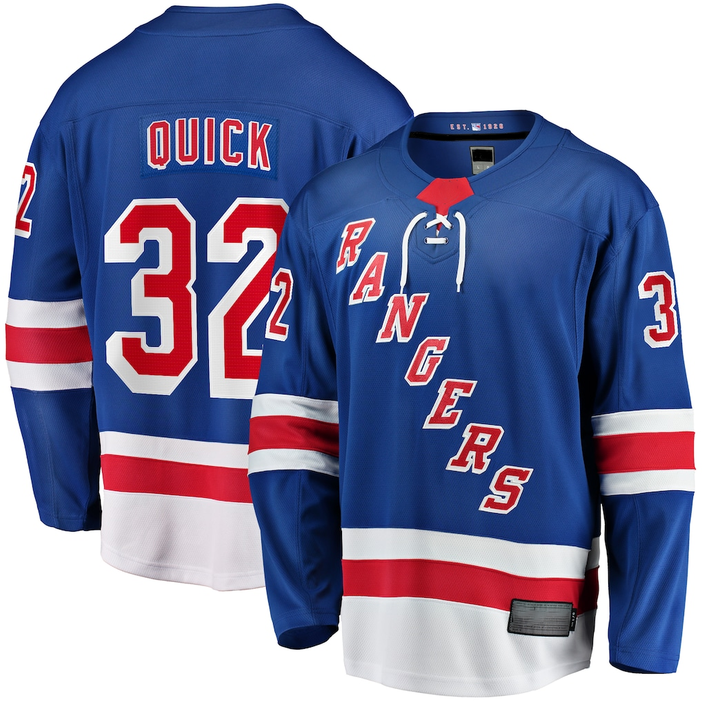 Tuec NY.Rangers #32 Jonathan Quick Blue Home Breakaway Jerseys