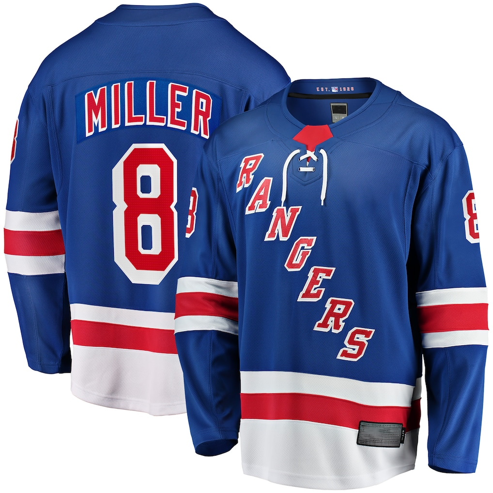 Tuec NY.Rangers #8 J.T. Miller Blue Home Breakaway Jerseys
