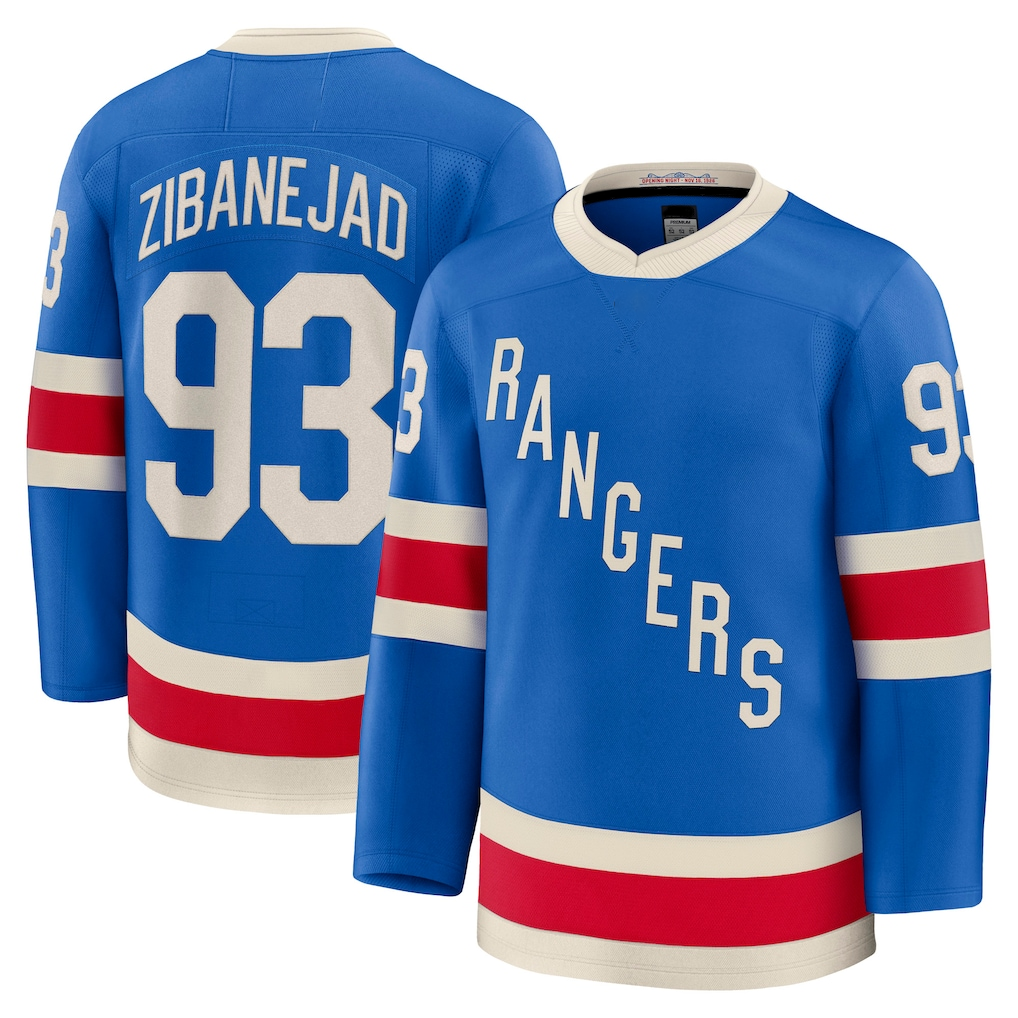 Tuec NY.Rangers #93 Mika Zibanejad Blue Centennial Premium Jerseys