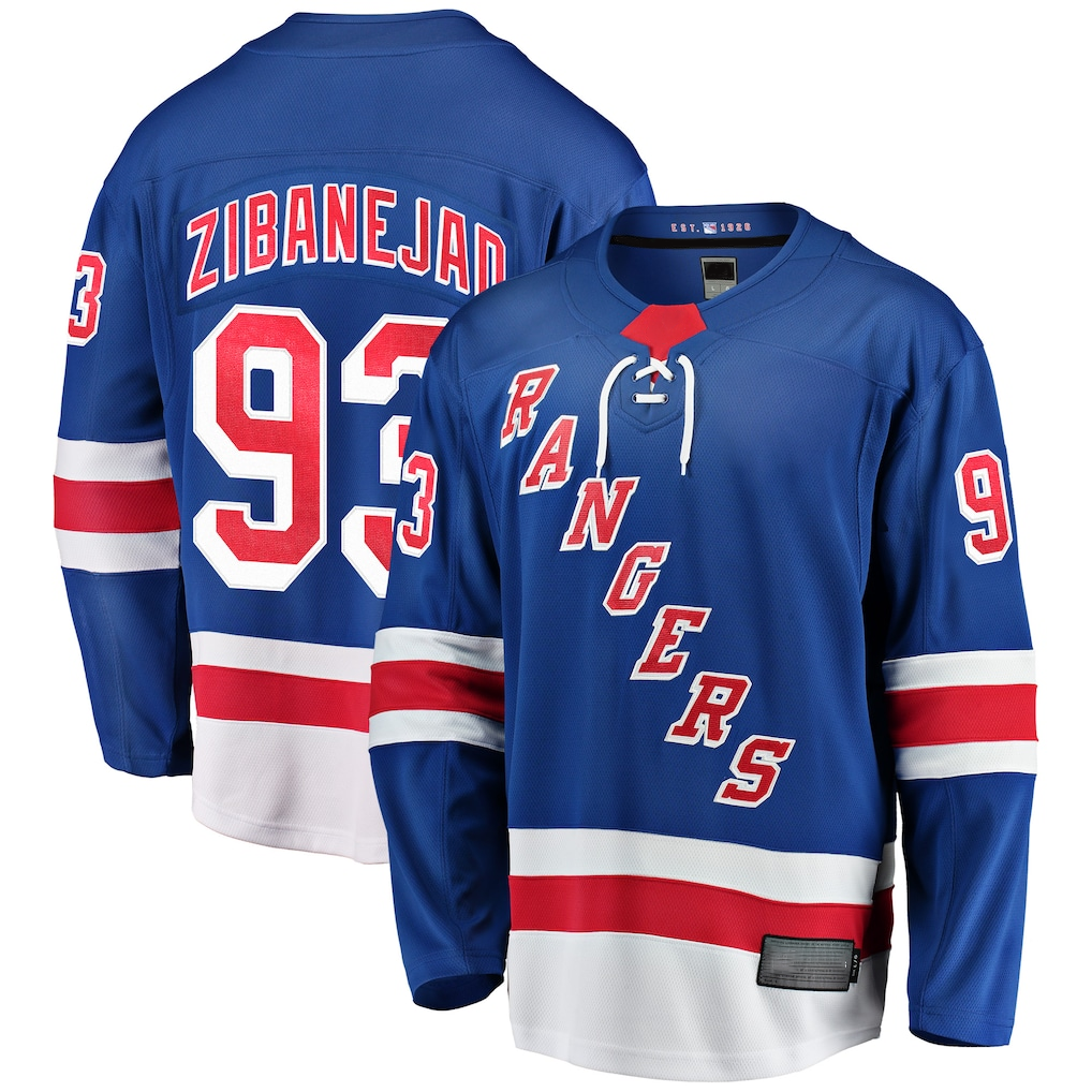 Tuec NY.Rangers #93 Mika Zibanejad Blue Home Breakaway Player Jerseys