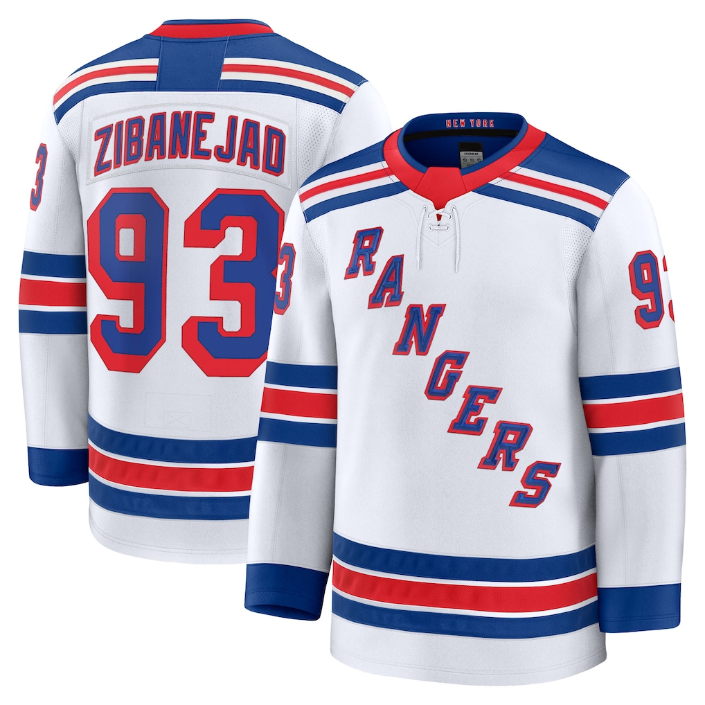 Tuec NY.Rangers #93 Mika Zibanejad White Away Premium Jerseys