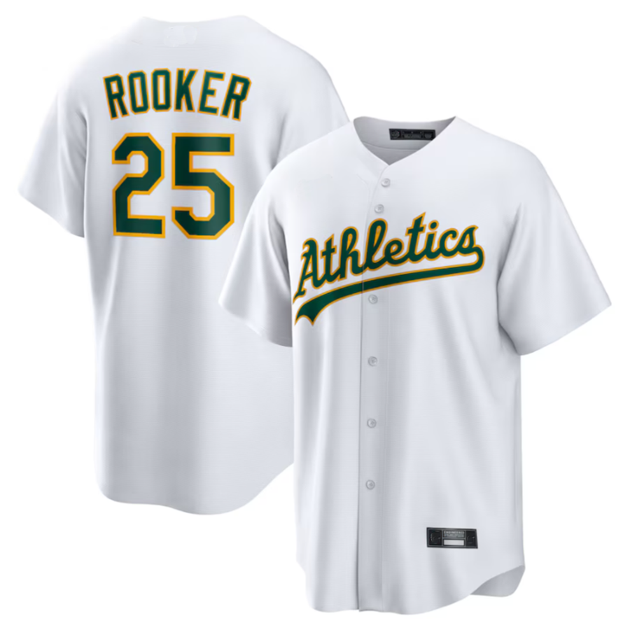 tuec Athletics #25 Brent Rooker Player White Home Replica Jersey American Stitched Personalized Jerseys