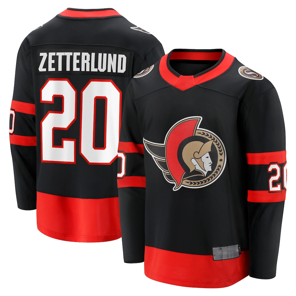 Tuec O.Senators #20 Fabian Zetterlund Black Home Breakaway Jerseys