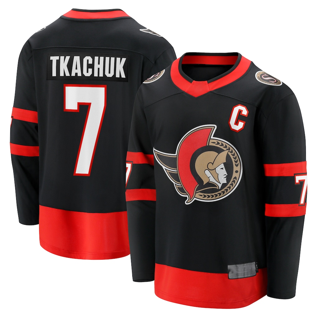 Tuec O.Senators #7 Brady Tkachuk Black Home Breakaway Jerseys