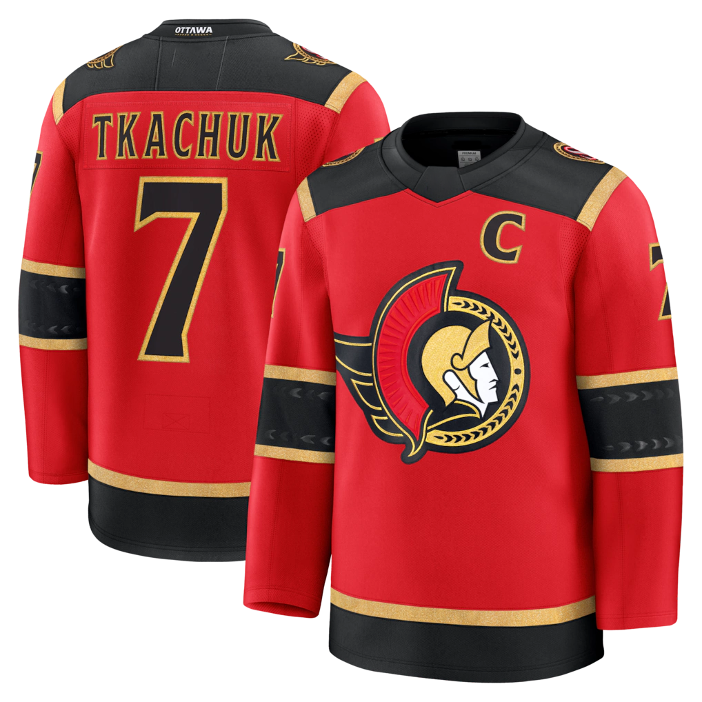 Tuec O.Senators #7 Brady Tkachuk Red Alternate Premium Jerseys