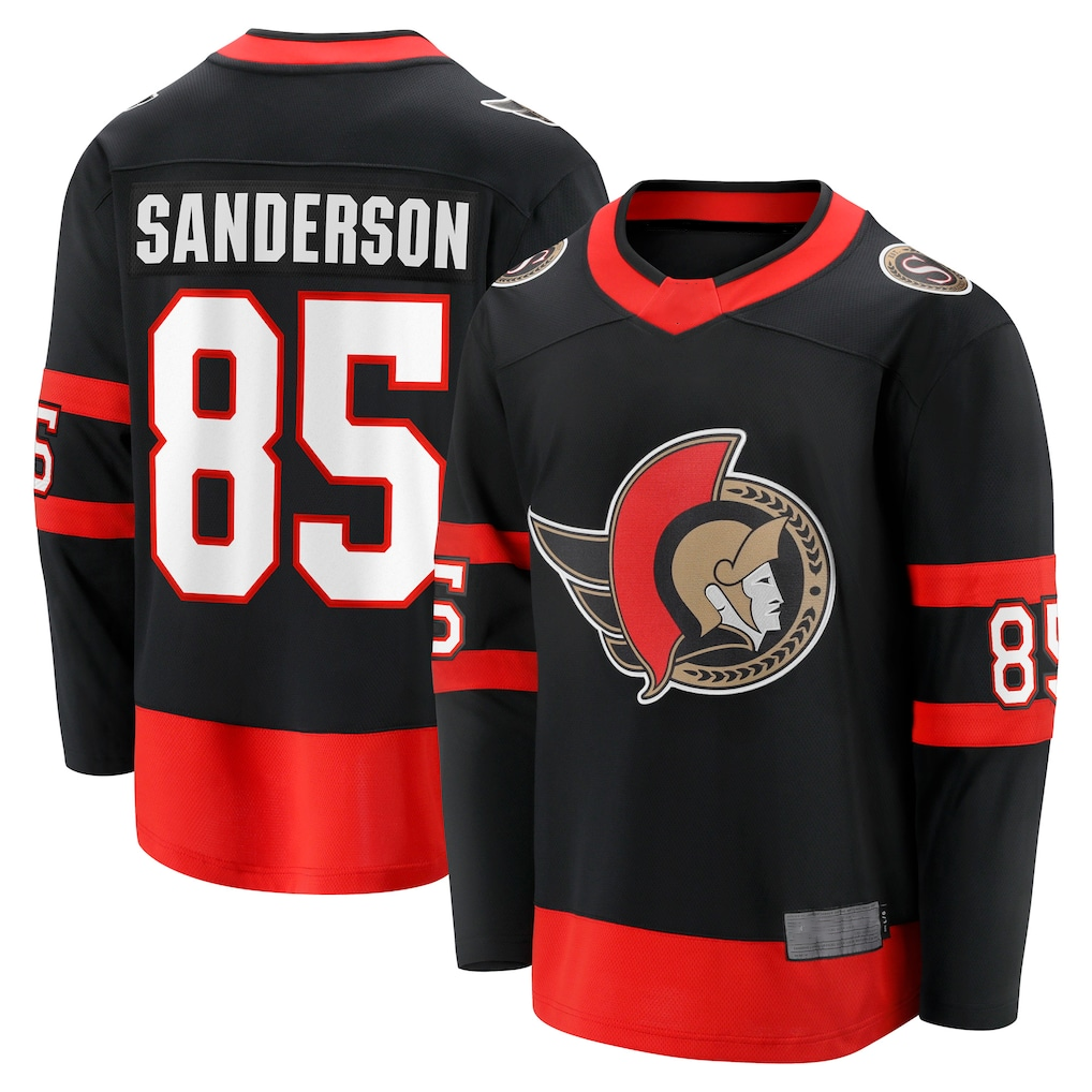 Tuec O.Senators #85 Jake Sanderson Black Home Breakaway Jerseys