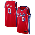 tuec P.76ers #0 Tyrese Maxey  Red Swingman Jerseys - Statement Edition