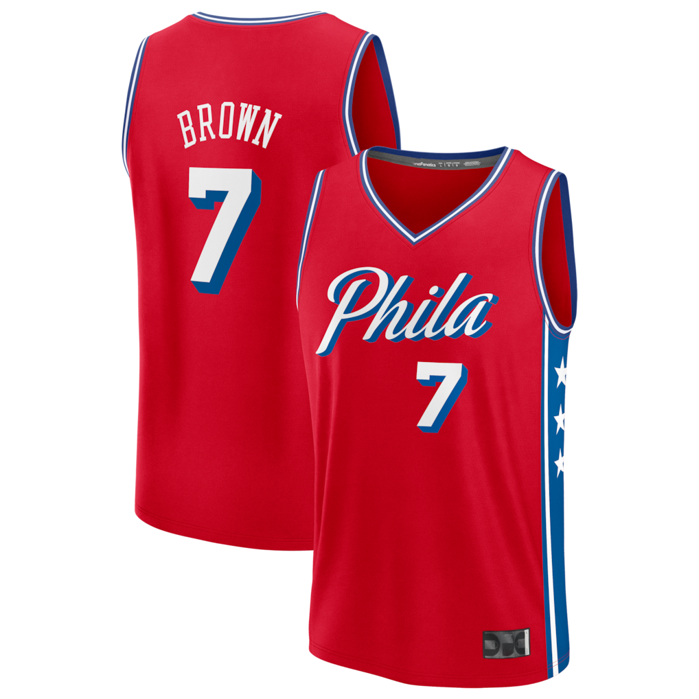 tuec P.76ers #7 Jaylen Brown Red Fast Break Jerseys - Statement Edition