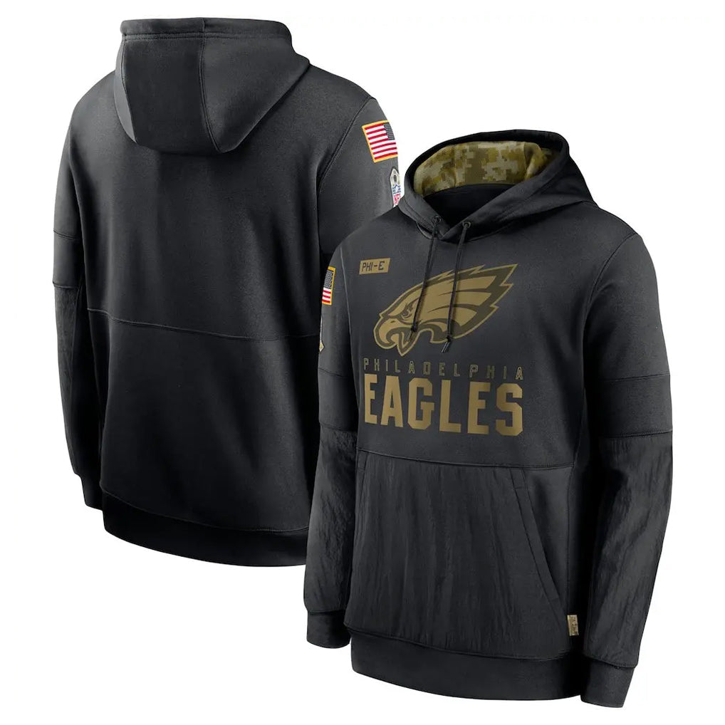 Tuec P.Eagles Black Salute to Service Hoodies Limited Game Blank Player Stitched Jerseys