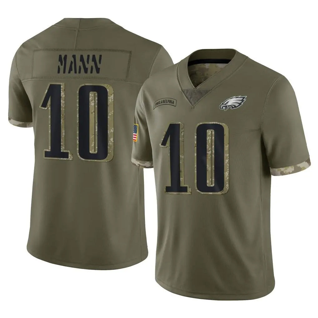 Tuec P.Eagles #10 Braden Mann Player Olive Salute To Service Limited Stitched Jerseys