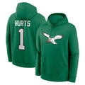 Tuec P.Eagles #1 Jalen Hurts Player Green Pullover Hoodies Home Game Stitched Jerseys