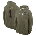 Tuec P.Eagles #1 Jalen Hurts Player Olive Salute to Service Pullover Hoodies Limited Stitched Jerseys