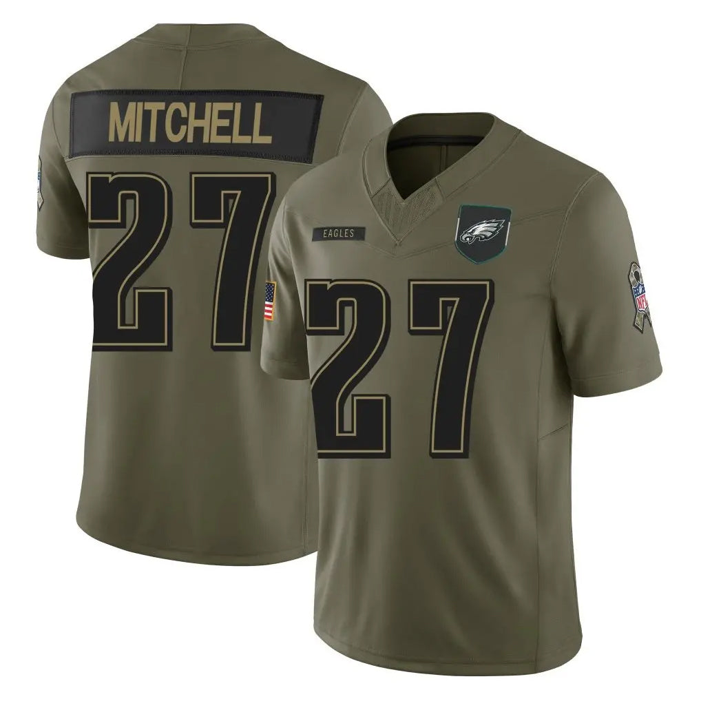 Tuec P.Eagles #27 Quinyon Mitchell Player Olive 2025 Salute To Service Limited Stitched Jerseys
