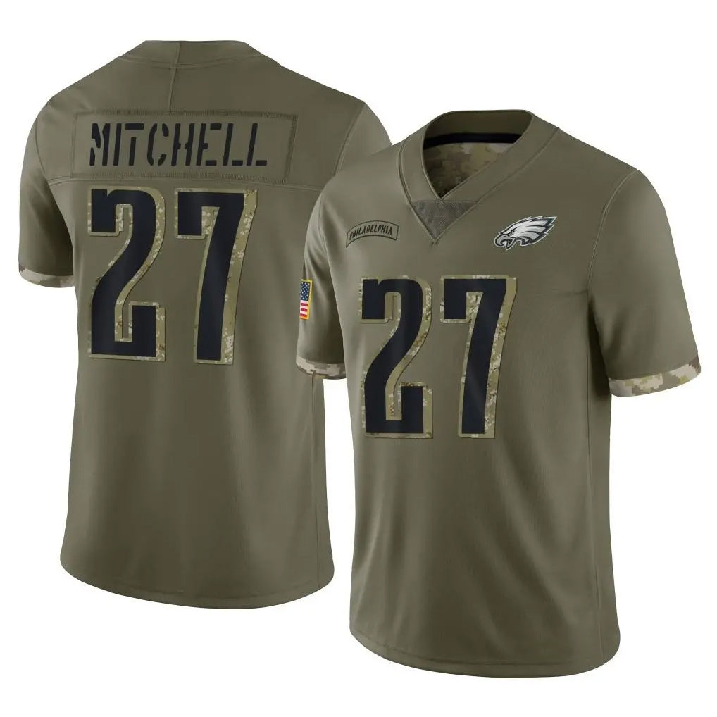 Tuec P.Eagles #27 Quinyon Mitchell Player Olive Salute To Service Limited Stitched Jerseys