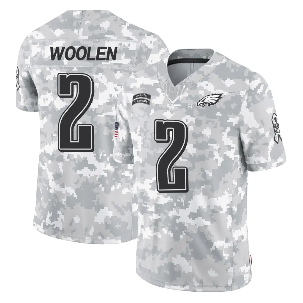 Tuec P.Eagles #2 Riq Woolen Player Arctic Camo Salute to Service Limited Game Stitched Jerseys