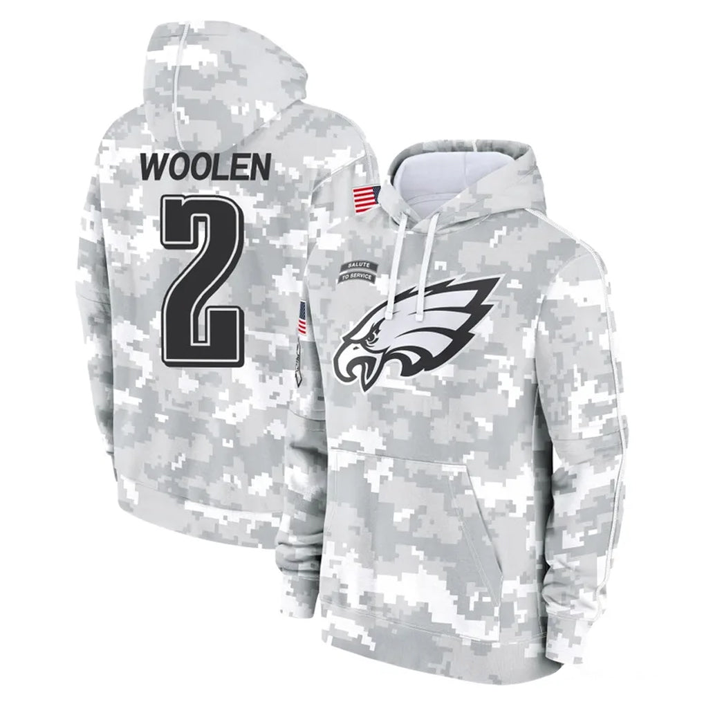 Tuec P.Eagles #2 Riq Woolen Player Arctic Camo Salute to Service Pullover Hoodies Limited Game Stitched Jerseys