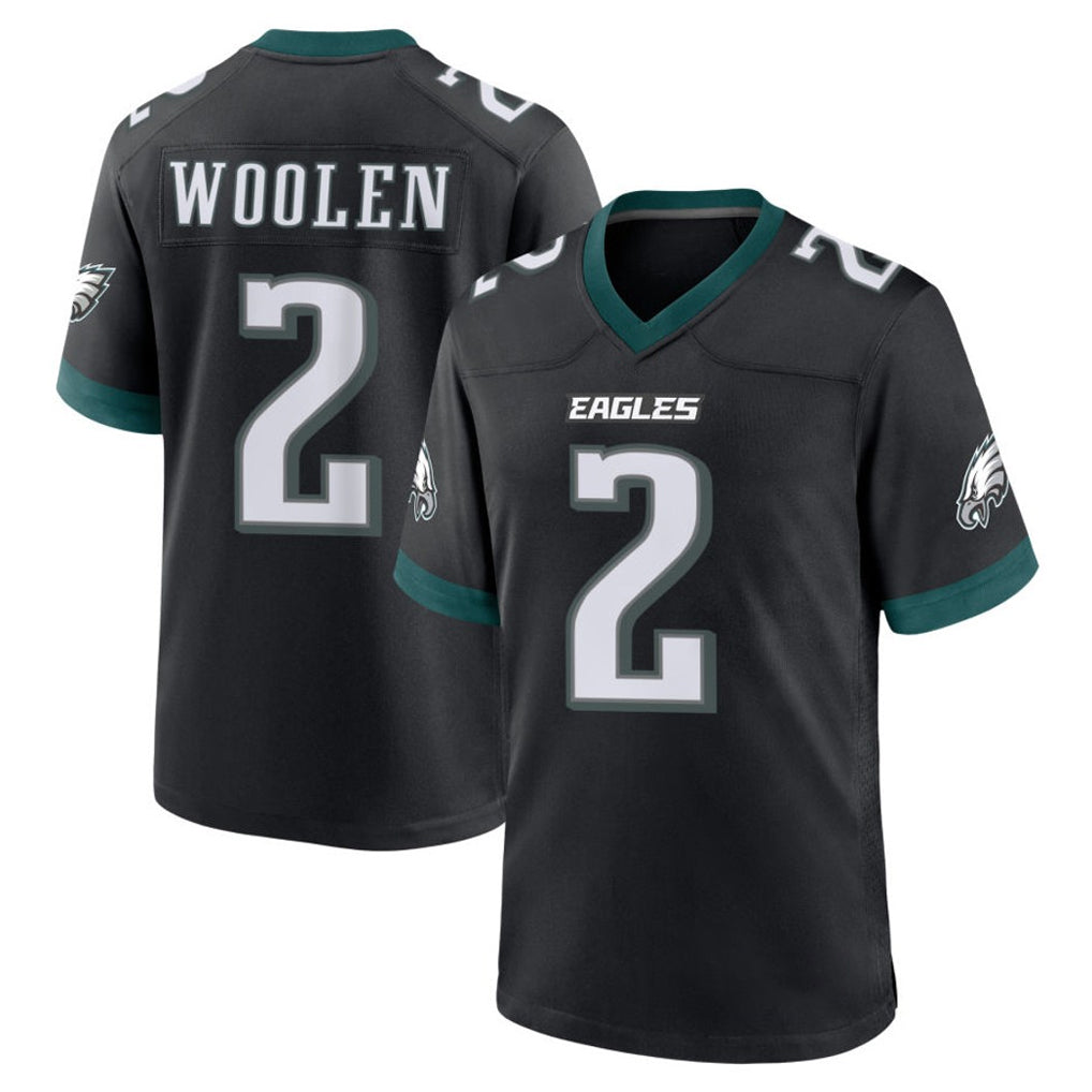Tuec P.Eagles #2 Riq Woolen Player Black Game Home Stitched Jerseys