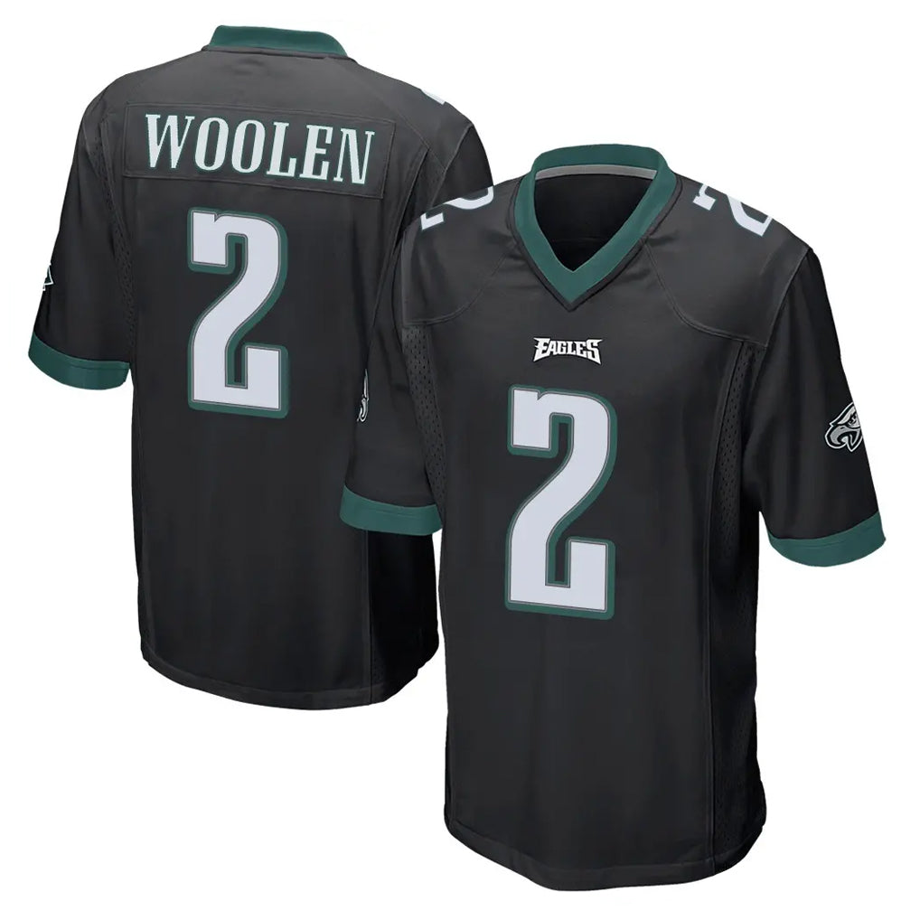 Tuec P.Eagles #2 Riq Woolen Player Black Home Game Stitched Jerseys