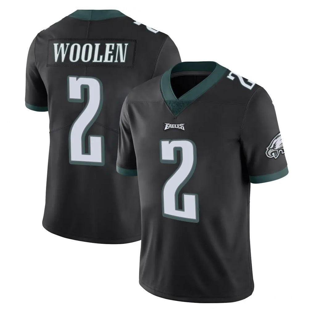 Tuec P.Eagles #2 Riq Woolen Player Black Limited Vapor Untouchable Home Game Stitched Jerseys