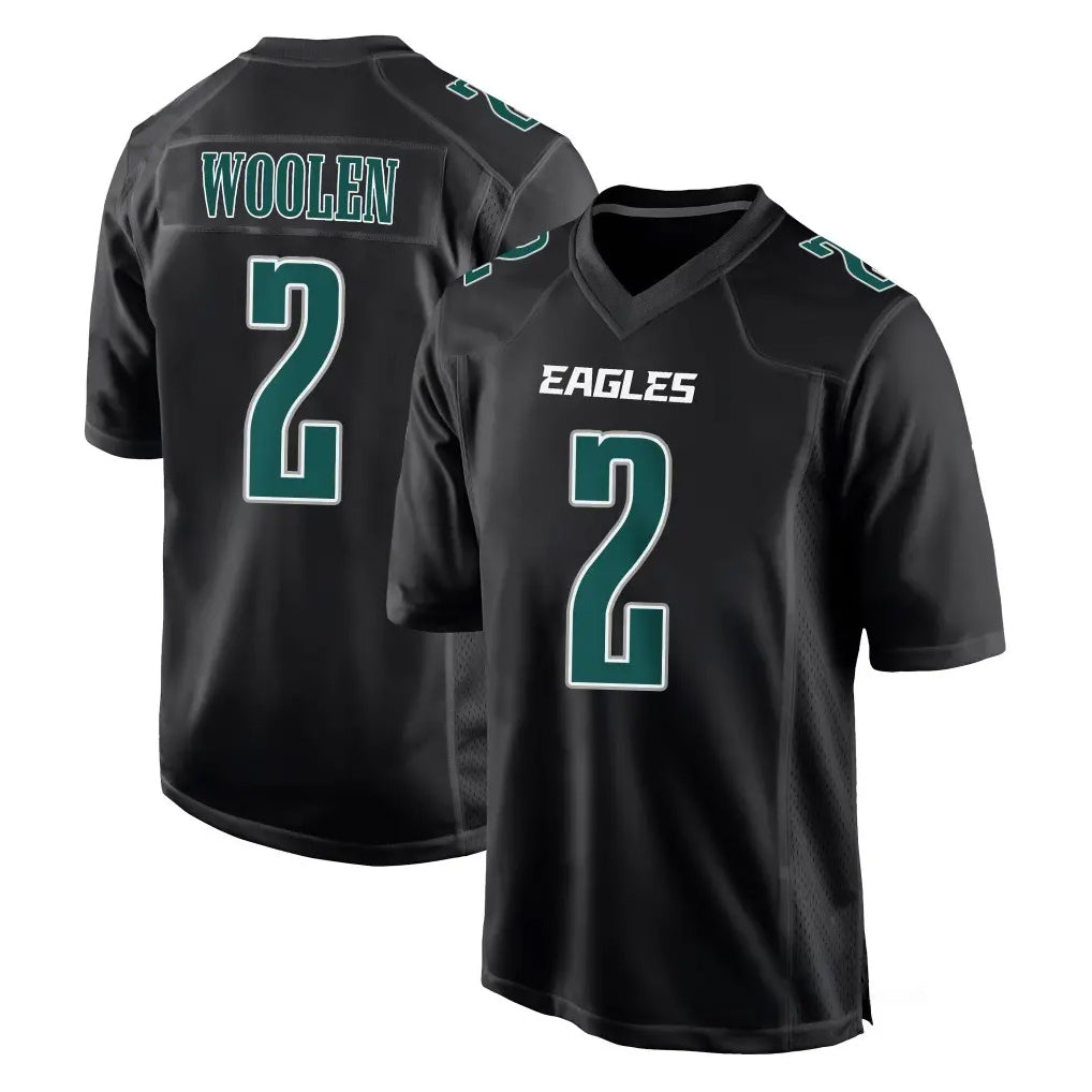 Tuec P.Eagles #2 Riq Woolen Player Carbon Black Fashion Home Game Stitched Jerseys