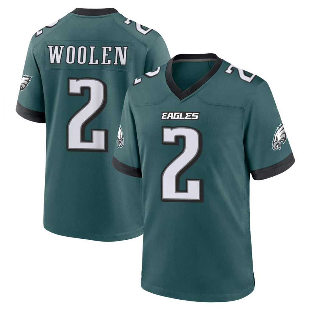 Tuec P.Eagles #2 Riq Woolen Player Green Home Game Stitched Jerseys