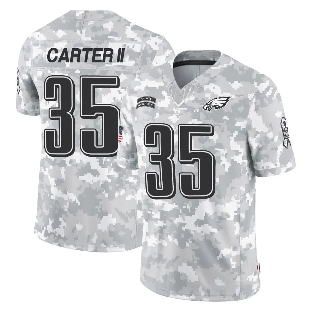 Tuec P.Eagles #35 Michael Carter II Player Arctic Camo Salute to Service Limited Game Stitched Jerseys