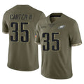 Tuec P.Eagles #35 Michael Carter II Player Olive Salute To Service Limited Stitched Jerseys
