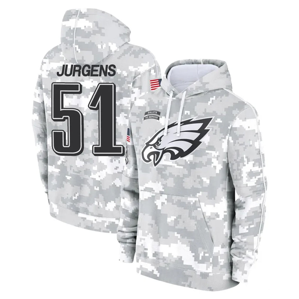 Tuec P.Eagles #51 Cam Jurgens Player Arctic Camo Salute to Service Pullover Hoodies Limited Game Stitched Jerseys