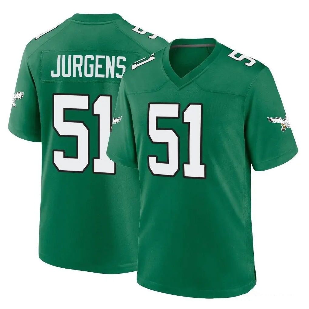 Tuec P.Eagles #51 Cam Jurgens Player Green Kelly Alternate Home Game Stitched Jerseys