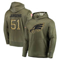 Tuec P.Eagles #51 Cam Jurgens Player Olive Salute to Service Pullover Hoodies Home Game Stitched Jerseys