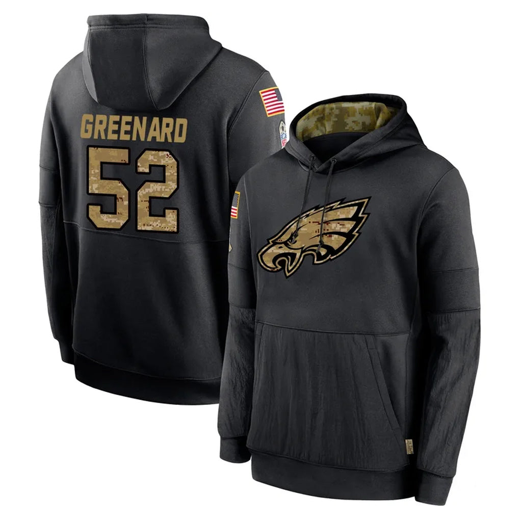 Tuec P.Eagles #52 Jonathan Greenard Player Black Salute to Service Hoodies Limited Game Stitched Jerseys