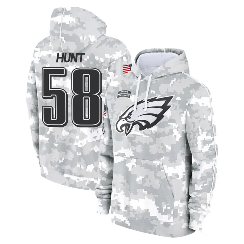 Tuec P.Eagles #58 Jalyx Hunt Player Arctic Camo Salute to Service Pullover Hoodies Limited Game Stitched Jerseys