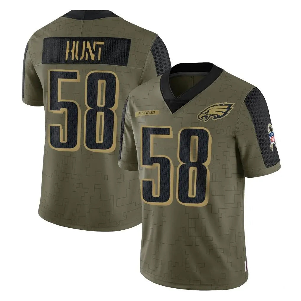 Tuec P.Eagles #58 Jalyx Hunt Player Olive Salute To Service Limited Game Stitched Jerseys