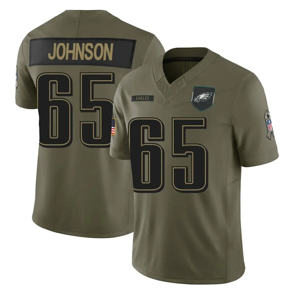 Tuec P.Eagles #65 Lane Johnson Player Olive 2025 Salute To Service Limited Stitched Jerseys