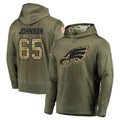 Tuec P.Eagles #65 Lane Johnson Player Olive Salute to Service Pullover Hoodies Home Game Stitched Jerseys