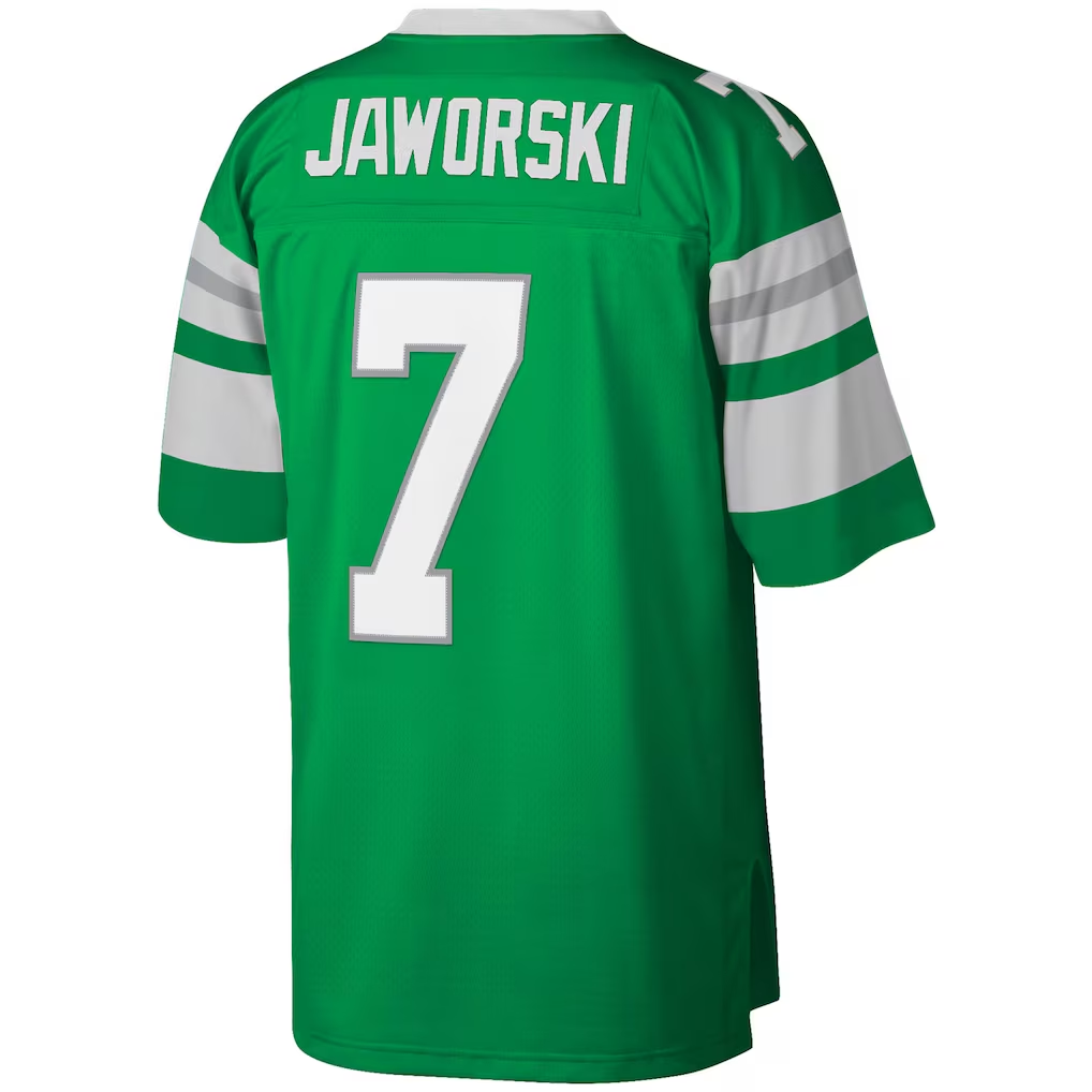 Tuec P.Eagles #7 Ron Jaworski Mitchell & Ness Kelly Green Legacy Replica Stitched Puhic Jersey