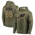 Tuec P.Eagles #88 Dallas Goedert Player Olive Salute to Service Pullover Hoodies Home Game Stitched Jerseys