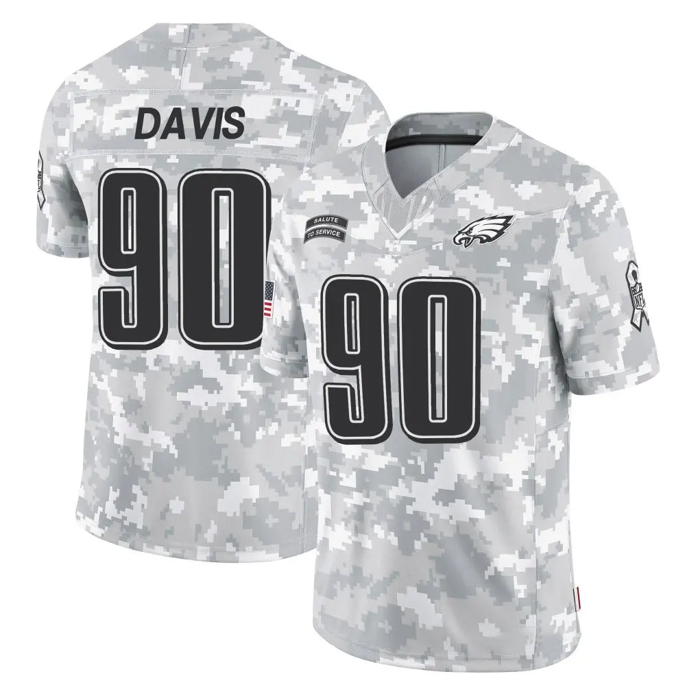 Tuec P.Eagles #90 Jordan Davis Player Arctic Camo Salute to Service Limited Game Stitched Jerseys