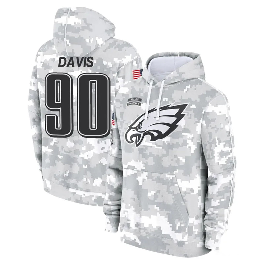 Tuec P.Eagles #90 Jordan Davis Player Arctic Camo Salute to Service Pullover Hoodies Limited Game Stitched Jerseys
