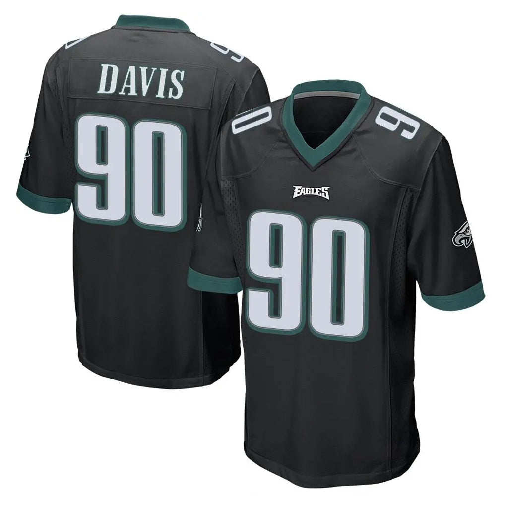 Tuec P.Eagles #90 Jordan Davis Player Black Home Game Stitched Jerseys