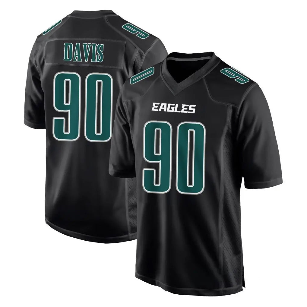 Tuec P.Eagles #90 Jordan Davis Player Carbon Black Fashion Home Game Stitched Jerseys