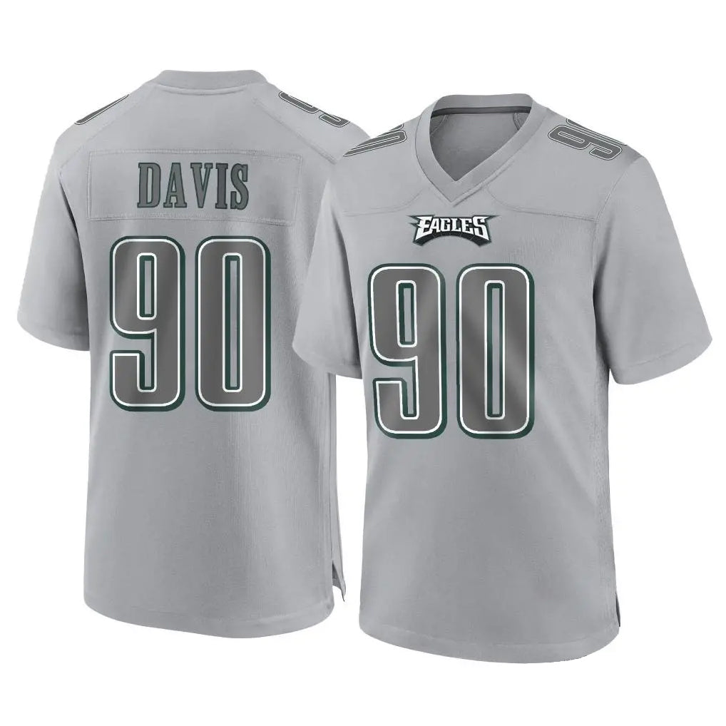Tuec P.Eagles #90 Jordan Davis Player Gray Atmosphere Fashion Home Game Stitched Jerseys